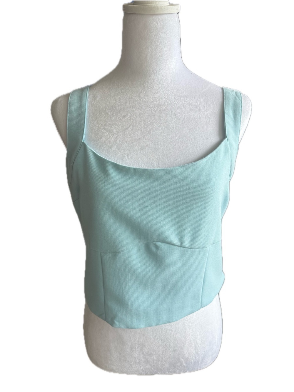 Abercrombie & Fitch Sky Blue Cropped Tank, Smocking Back With Zipper on Side - Picture 4 of 12